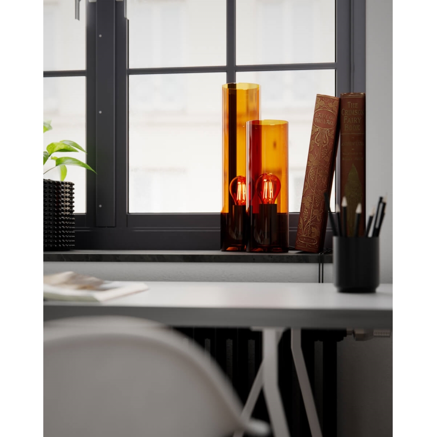 ByRydens - Stolná lampa FLAKE 1xE27/8W/230V hnedá/dymová