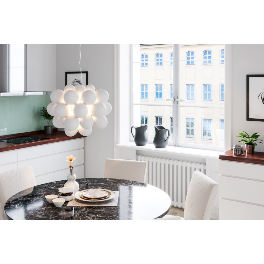 ByRydens - Luster na lanku GROSS 8xG9/4W/230V biela pr. 50 cm