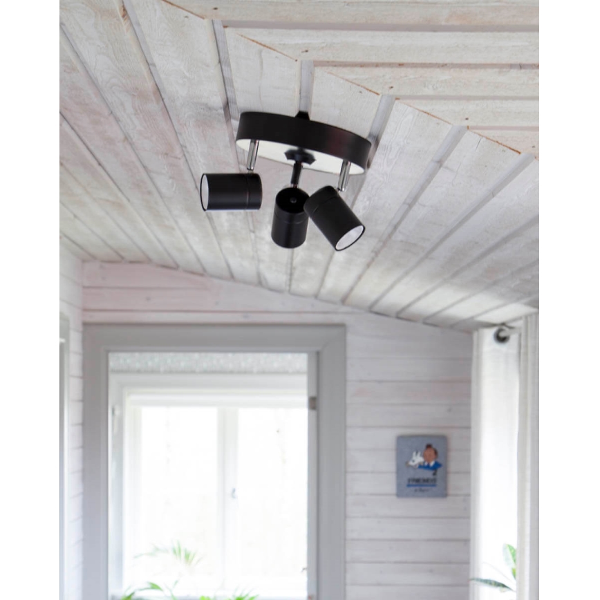 ByRydens - Bodové svietidlo CORRECT 3xGU10/7W/230V čierna pr. 20 cm