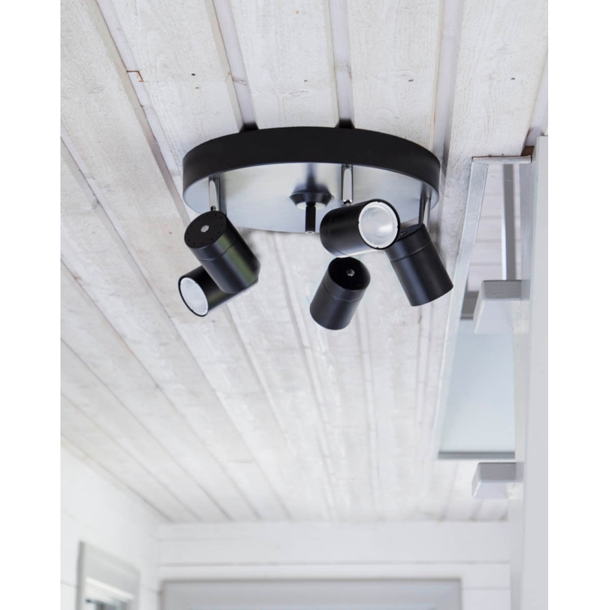 ByRydens - Bodové svietidlo CORRECT 5xGU10/7W/230V čierne pr. 30 cm
