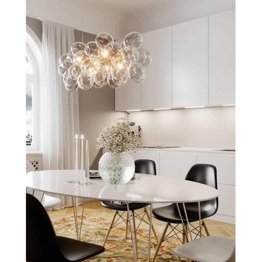 ByRydens - Závesný luster GROSS BAR na lane 8xG9/4W/230V priehľadný