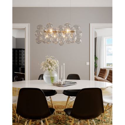 ByRydens - Závesný luster GROSS BAR na lane 8xG9/4W/230V priehľadný