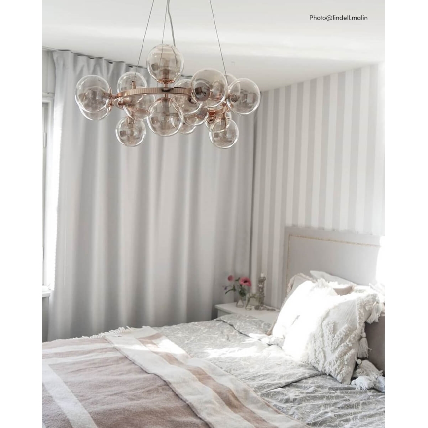 ByRydens - Luster na lanku SPLENDOR 15xG9/5W/230V dymová/hnedá pr. 58 cm