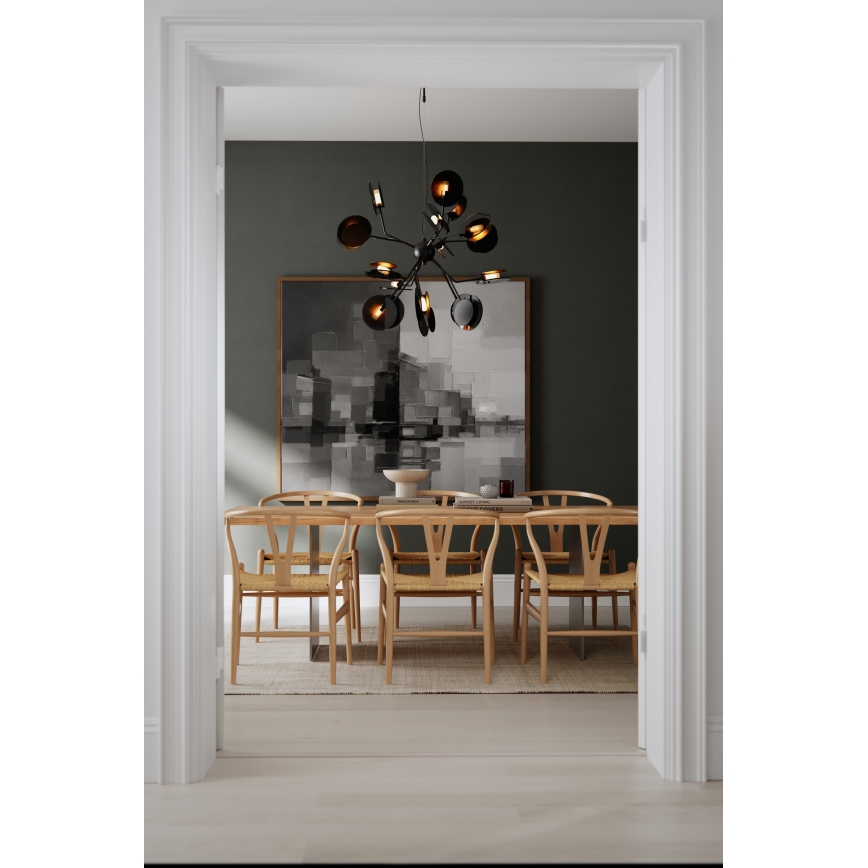 ByRydens - Luster na lanku TURNO 18xG9/4W/230V zlatá/čierna pr. 80 cm