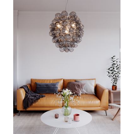 ByRydens - Luster na lane DELUXE 4xE14/5W/230V sivá/dymová