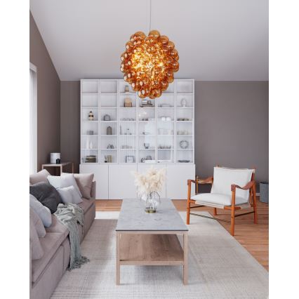 ByRydens - Luster na lanku DELUXE 4xE14/5W/230V dymová/hnedá pr. 64 cm
