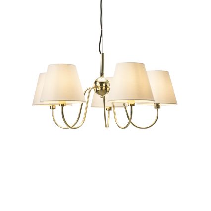 ByRydens - Luster na lanku LYNF 5xE14/8W/230V mosadz/biela