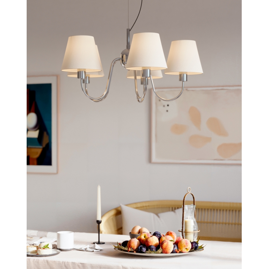 ByRydens - Závesný luster na lanku LYNF 5xE14/8W/230V lesklý chróm/biela
