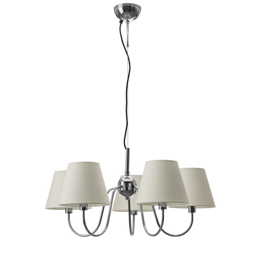 ByRydens - Závesný luster na lanku LYNF 5xE14/8W/230V lesklý chróm/biela