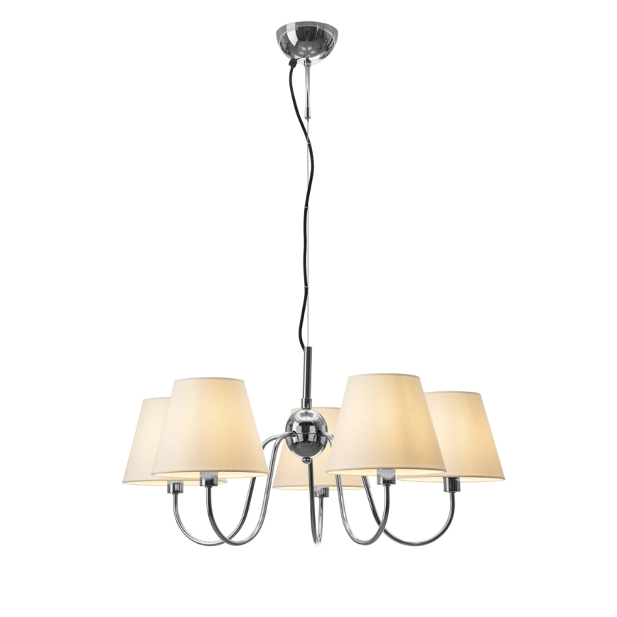 ByRydens - Závesný luster na lanku LYNF 5xE14/8W/230V lesklý chróm/biela