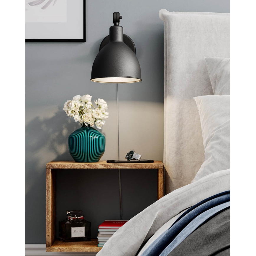 ByRydens - Nástenná lampa BAZAR MINI 1xE27/5W/230V čierna