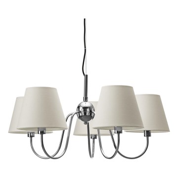 ByRydens - Závesný luster na lanku LYNF 5xE14/8W/230V lesklý chróm/biela