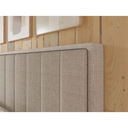 Čalúnená posteľ s matracmi a topperom s úložným priestorom ALICIA 140x200 cm béžová