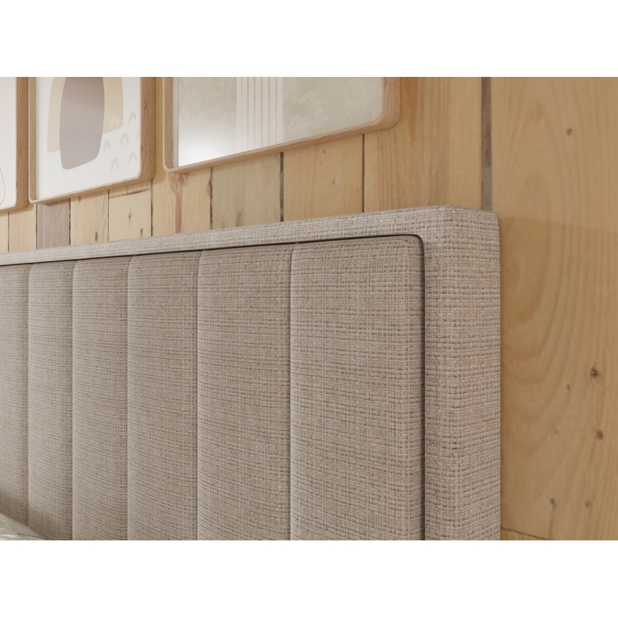 Čalúnená posteľ s matracmi a topperom s úložným priestorom ALICIA 140x200 cm béžová