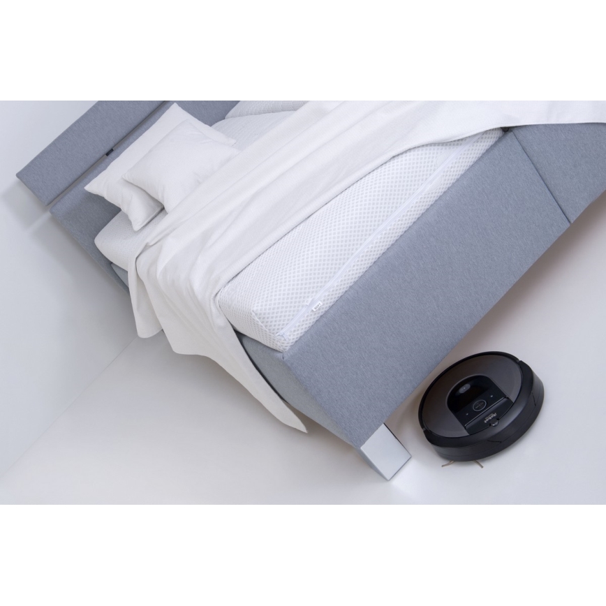 Čalúnená posteľ ALIS 160x200 cm s matracom a úložným priestorom, svetlosivá