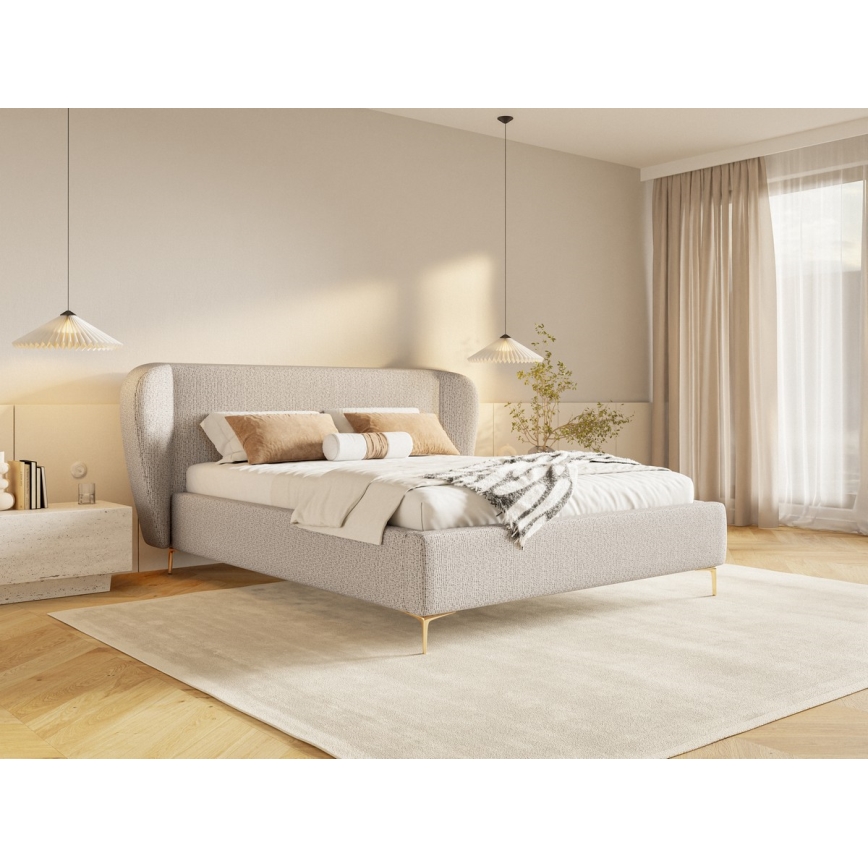Čalúnená posteľ DALIA 160x200 cm, bez matraca, v elegantnom béžovom prevedení