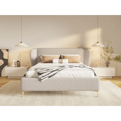 Čalúnená posteľ DALIA 160x200 cm, bez matraca, v elegantnom béžovom prevedení
