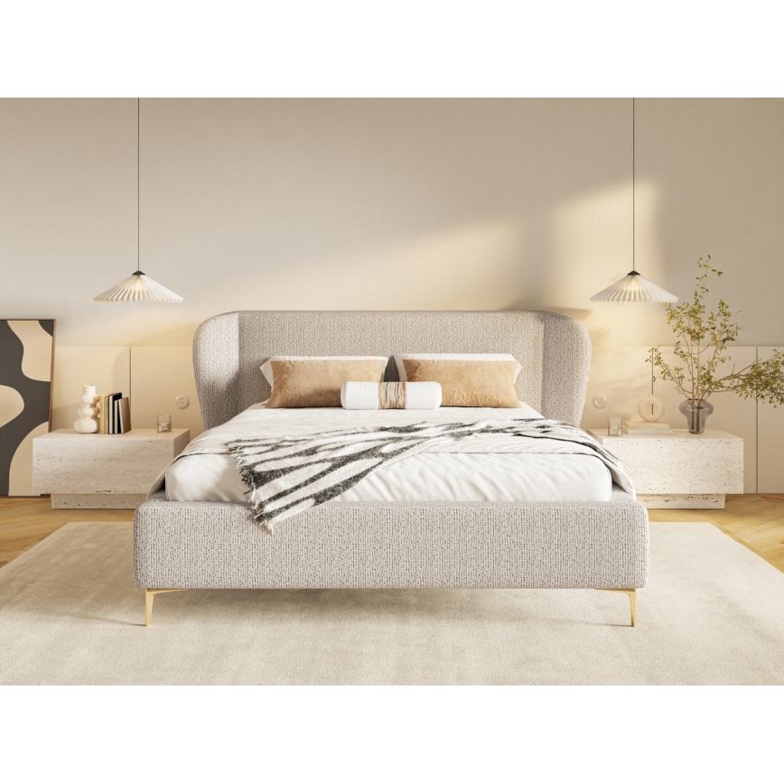 Čalúnená posteľ DALIA 160x200 cm, bez matraca, v elegantnom béžovom prevedení