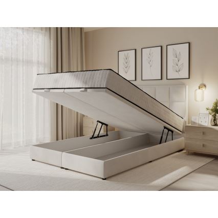 Čalúnená posteľ GRACE 160x200 cm s matracmi a úložným priestorom, béžová