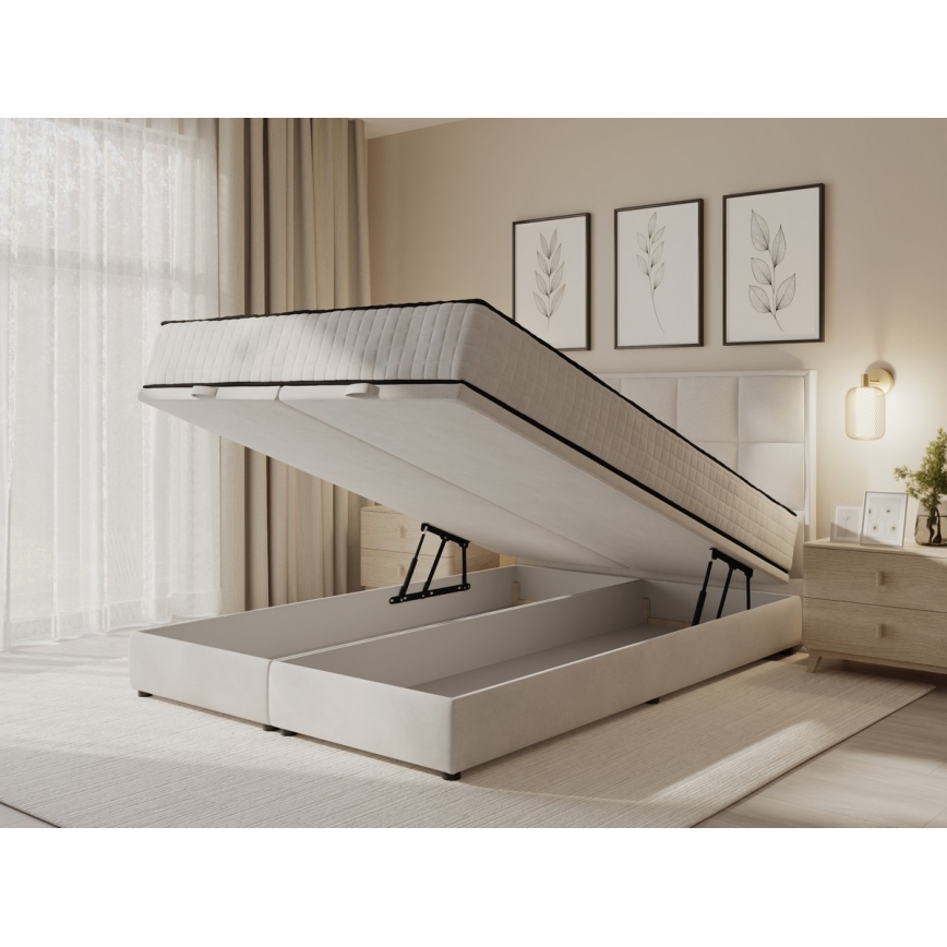 Čalúnená posteľ GRACE 160x200 cm s matracmi a úložným priestorom, béžová