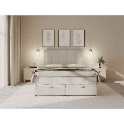 Čalúnená posteľ GRACE 160x200 cm s matracmi a úložným priestorom, béžová