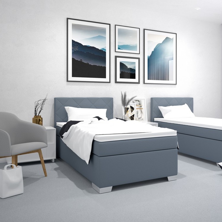 Čalúnená posteľ IDA s matracom, 90x200 cm, modrá