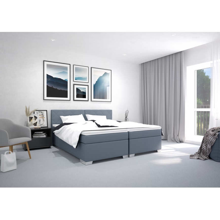 Čalúnená posteľ IDA s matracom, 90x200 cm, modrá