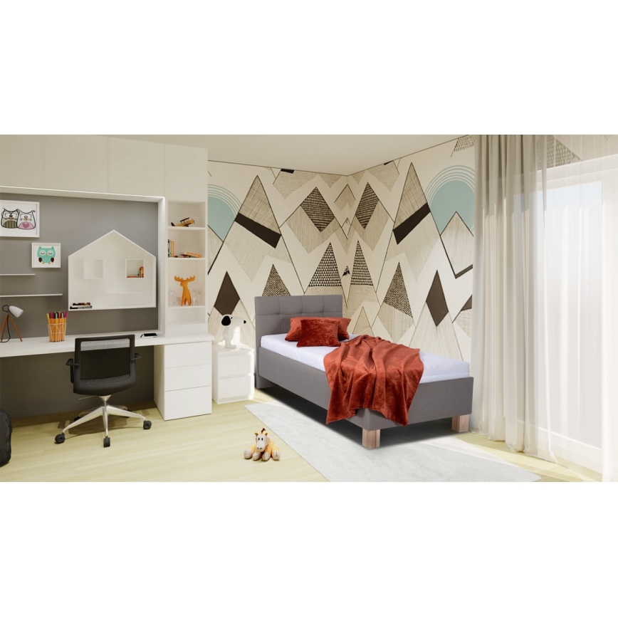 Čalúnená posteľ MARIA ONE 90x200 cm s matracom a úložným priestorom taupe