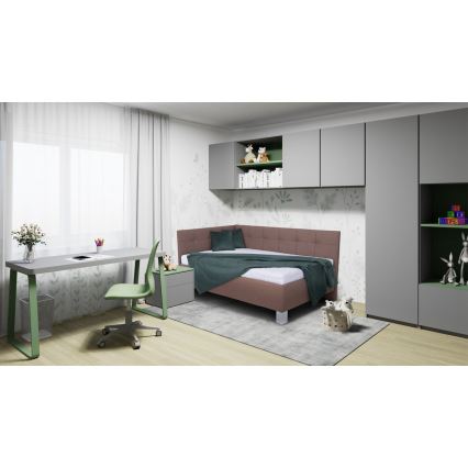 Čalúnená posteľ MARIA PETITE 120x200 cm s matracom a úložným priestorom, hnedá