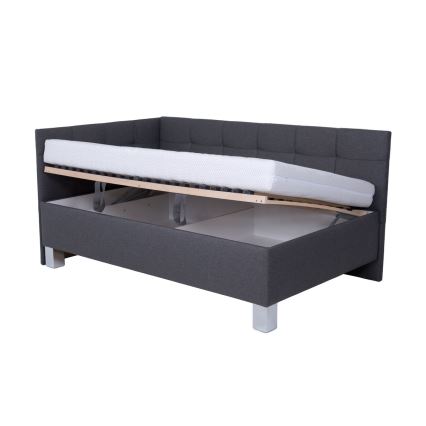 Čalúnená posteľ MARIA PETITE 120x200 cm s matracom a úložným priestorom, sivá
