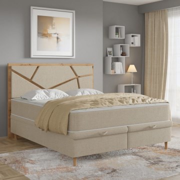 Čalúnená posteľ NAOMI 140x200 cm s matracmi a úložným priestorom, béžová