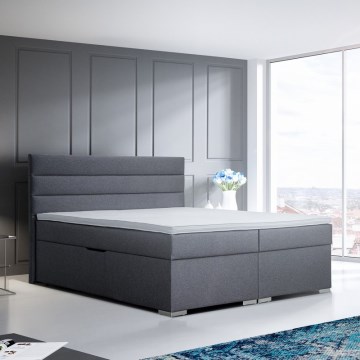 Čalúnená posteľ NEW BOLERO 160x200 cm s úložným priestorom a matracami s topperom, sivá