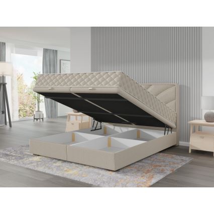 Čalúnená posteľ s matracami a úložným priestorom GINA 180x200 cm béžová