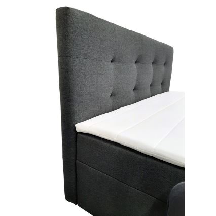 Čalúnená posteľ s matracmi a topperom s úložným priestorom EMBER 160x200 cm antracit