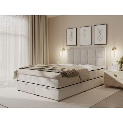 Čalúnená posteľ s matracmi a úložným priestorom GRACE 140x200 cm béžová
