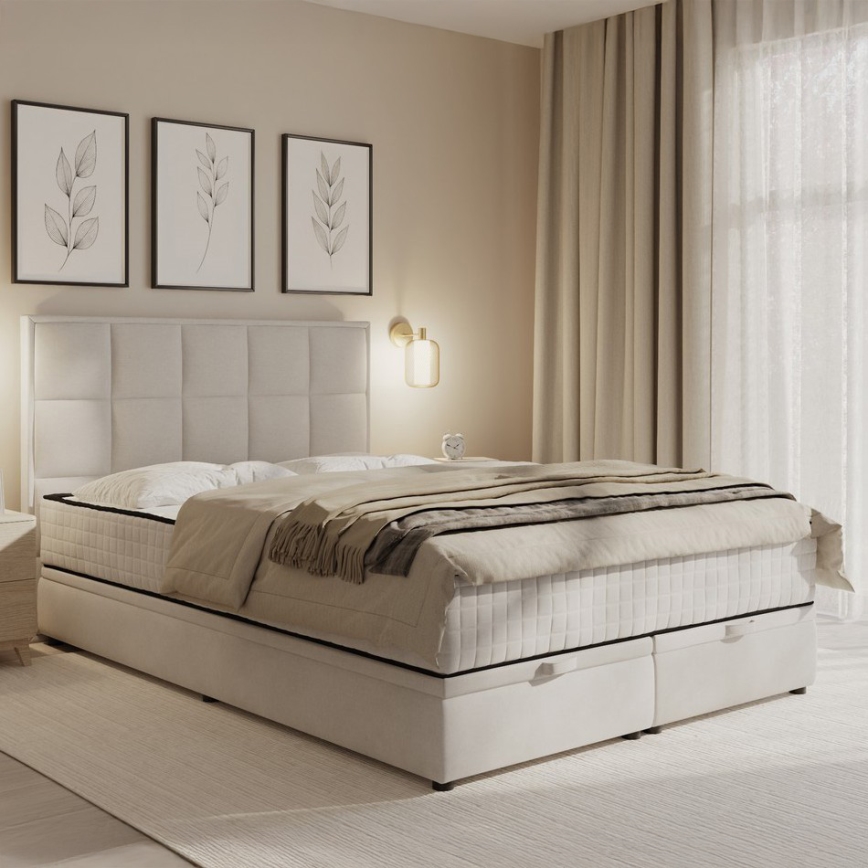 Čalúnená posteľ s matracmi a úložným priestorom GRACE 180x200 cm sivá