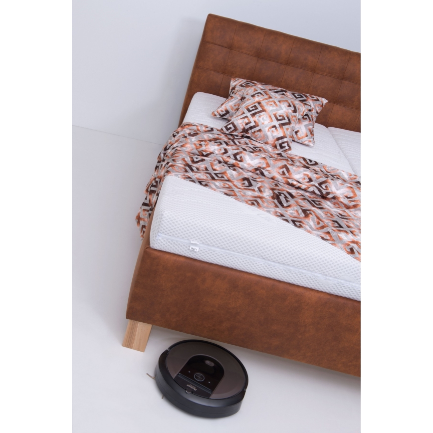 Čalúnená posteľ s matracom a úložným priestorom VIOLET 160x200 cm koňaková hnedá