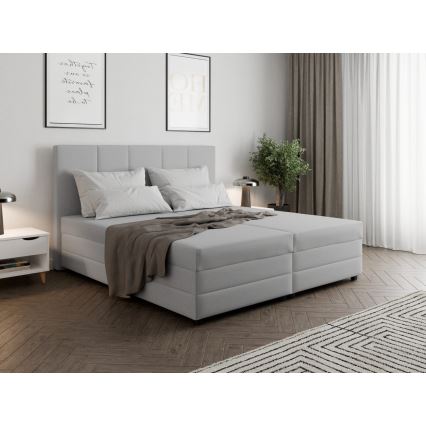 Čalúnená posteľ s pružinovým matracom a úložným priestorom ISABEL 160x200 svetlošedá