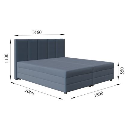 Čalúnená posteľ s pružinovým matracom a úložným priestorom ISABEL 180x200 šedá