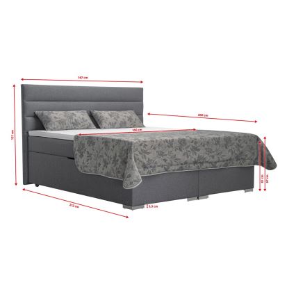 Čalúnená posteľ s úložným priestorom a matracemi s topperem NEW BOLERO 160x200 cm šedá