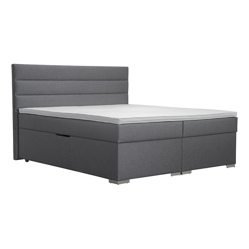 Čalúnená posteľ s úložným priestorom a matracemi s topperem NEW BOLERO 180x200 cm šedá