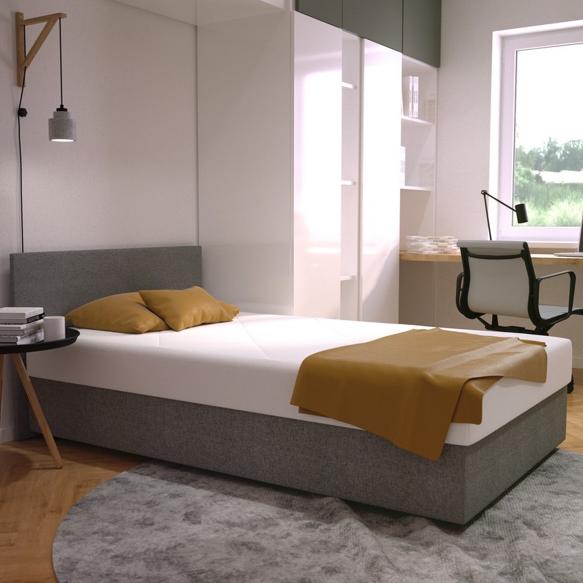 Čalúnená posteľ s úložným priestorom a matracom DARIA 120x200 cm sivá