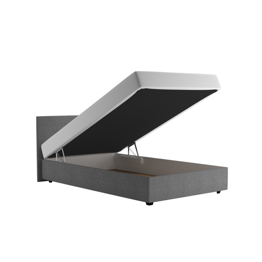 Čalúnená posteľ s úložným priestorom a matracom DARIA 120x200 cm sivá