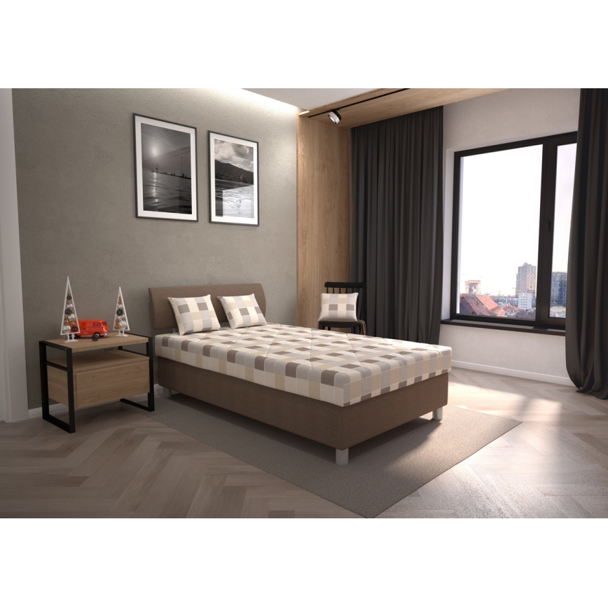 Čalúnená posteľ s úložným priestorom a matracom GEORGE 90x200 cm hnedá