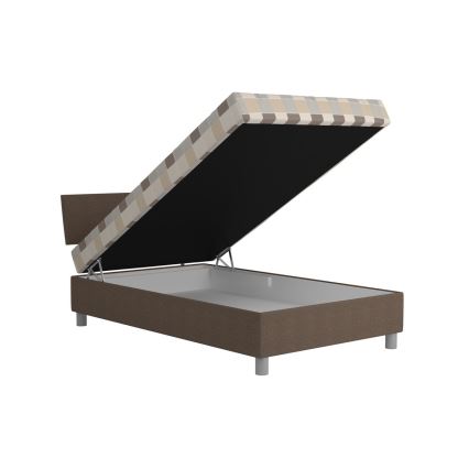 Čalúnená posteľ s úložným priestorom a matracom GEORGE 90x200 cm hnedá