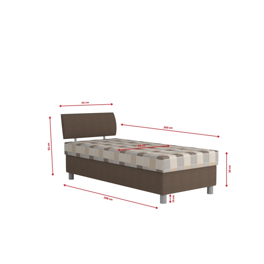 Čalúnená posteľ s úložným priestorom a matracom GEORGE 90x200 cm hnedá