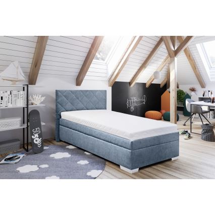Čalúnená posteľ s úložným priestorom a matracom LANA 90x200 cm modrá