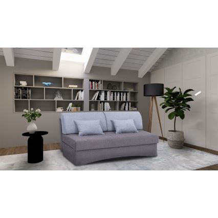 Čalúnená rozkladacia trojmiestna pohovka na každodenné spanie bez opierok na ruky PAUL sivá