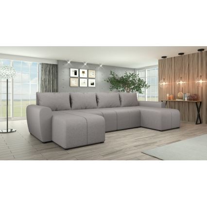 Čalúnená univerzálna rozkladacia sedacia súprava do U NEWPORT sivá