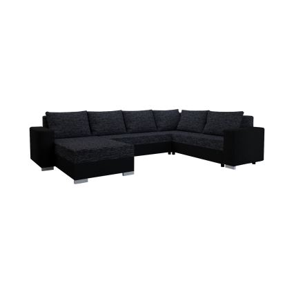 Čalúnená univerzálna rozkladacia sedacia súprava v tvare U YORK čierna/antracit